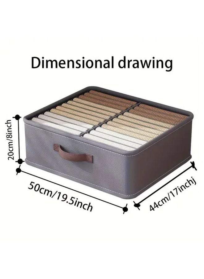 Grey Foldable Storage Boxes With Lids 2pcs For Wardrobe Clothes Organizer - Image 3